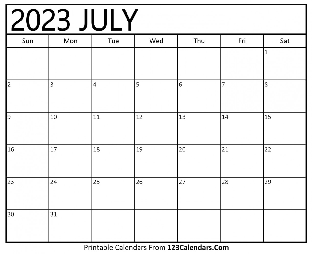 Printable July  Calendar Templates - Calendars