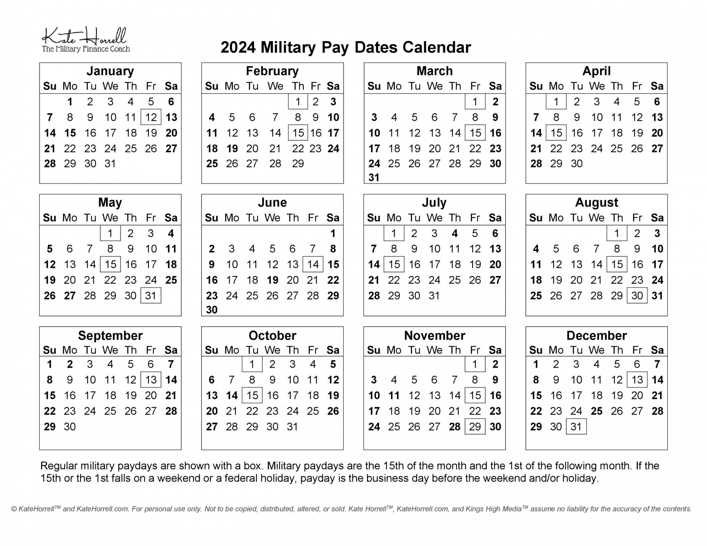 Active Duty Military Paydays - With Printables • KateHorrell