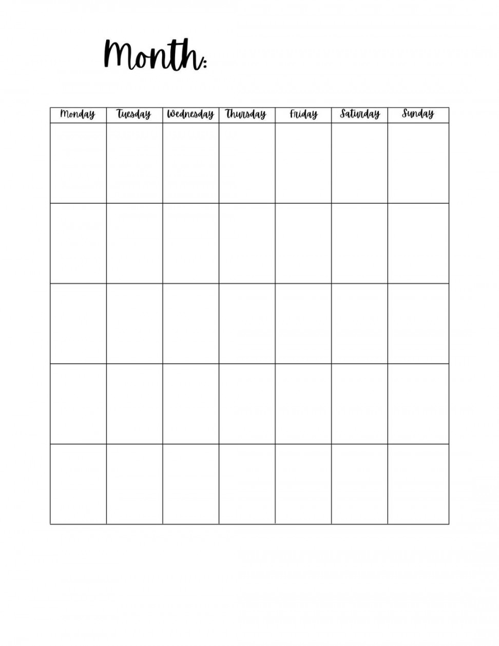 Blank Calendar Template,