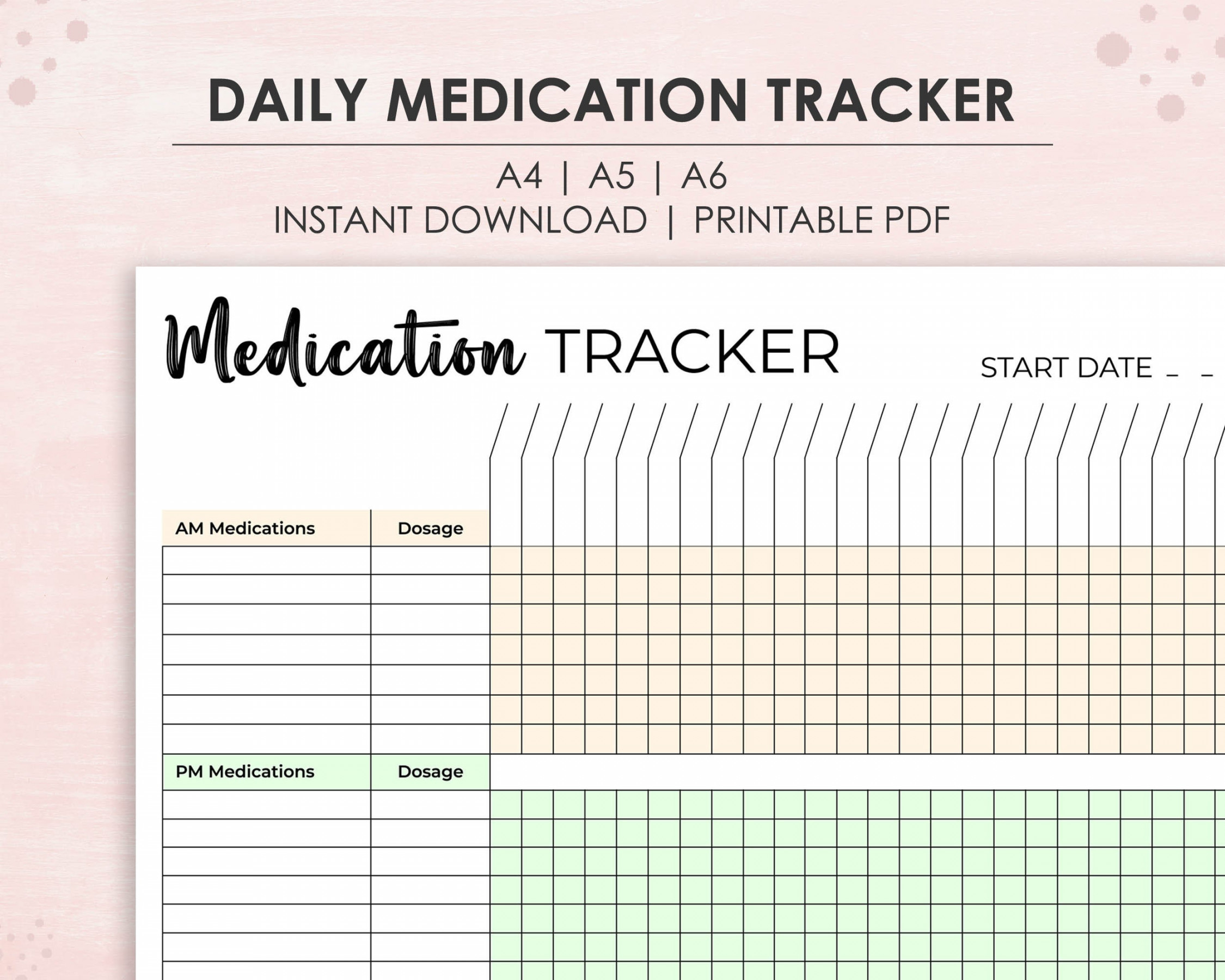 Daily Medication Tracker, Printable Medication Log, Daily