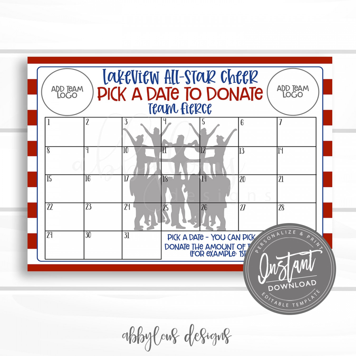 EDITABLE All Star Cheer Pick a Date to Donate Printable, Cheer