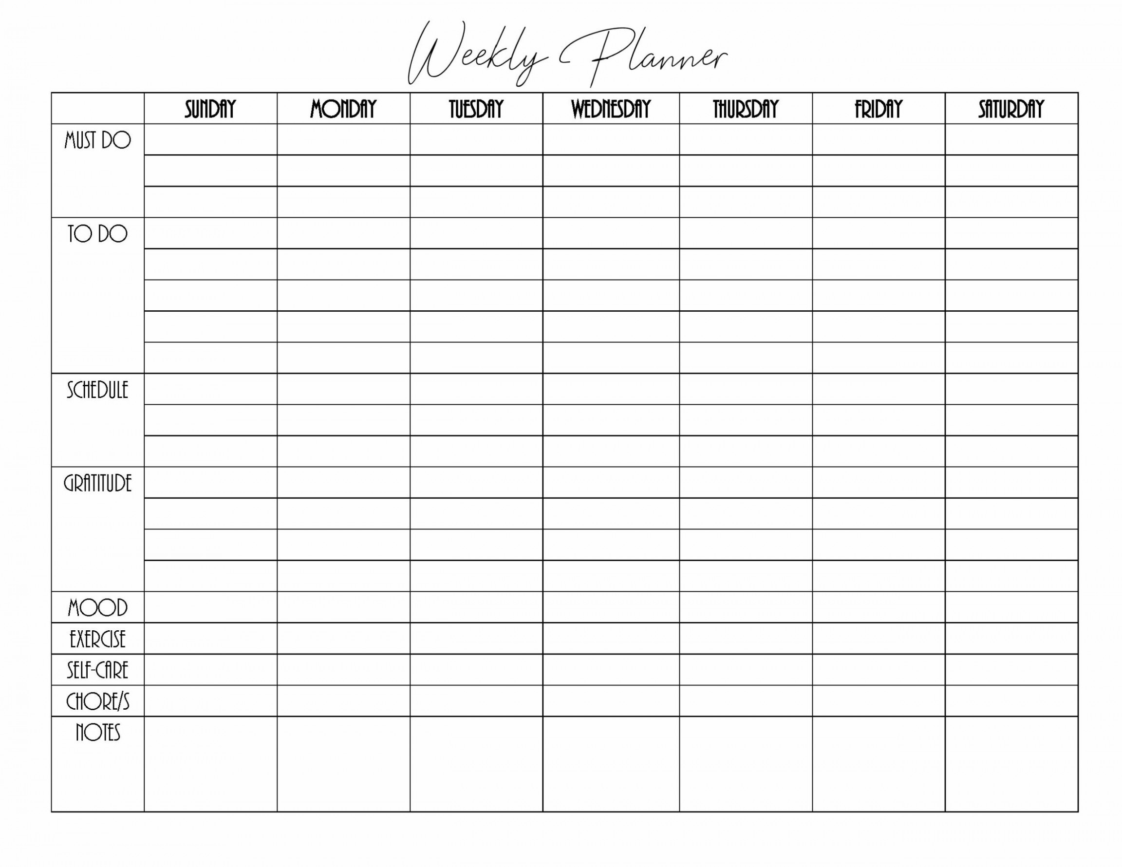 FREE  Weekly Planner PDF Printable  Instant Download