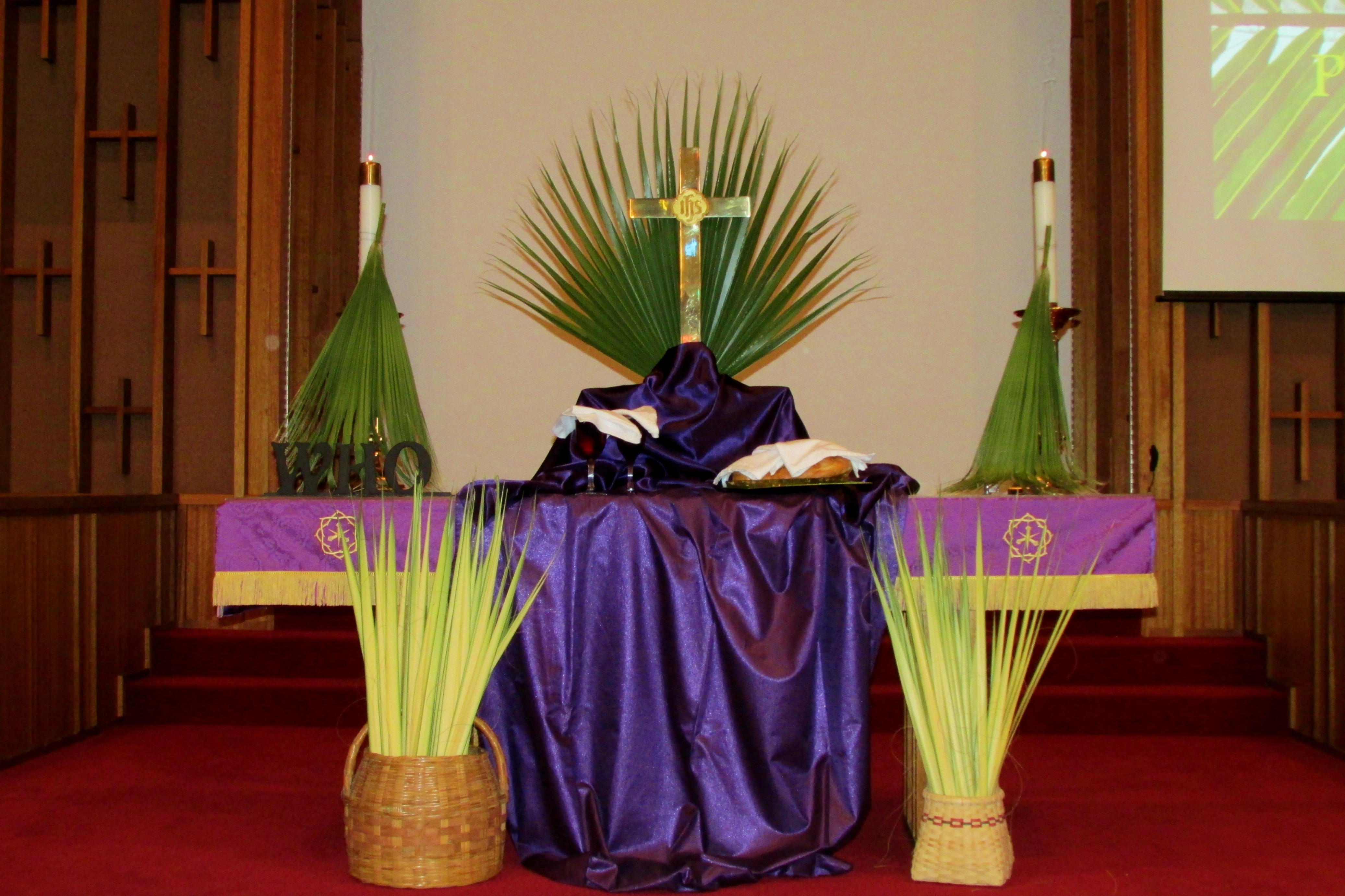 Palm Sunday altar at Morrisville United Methodist Church, April