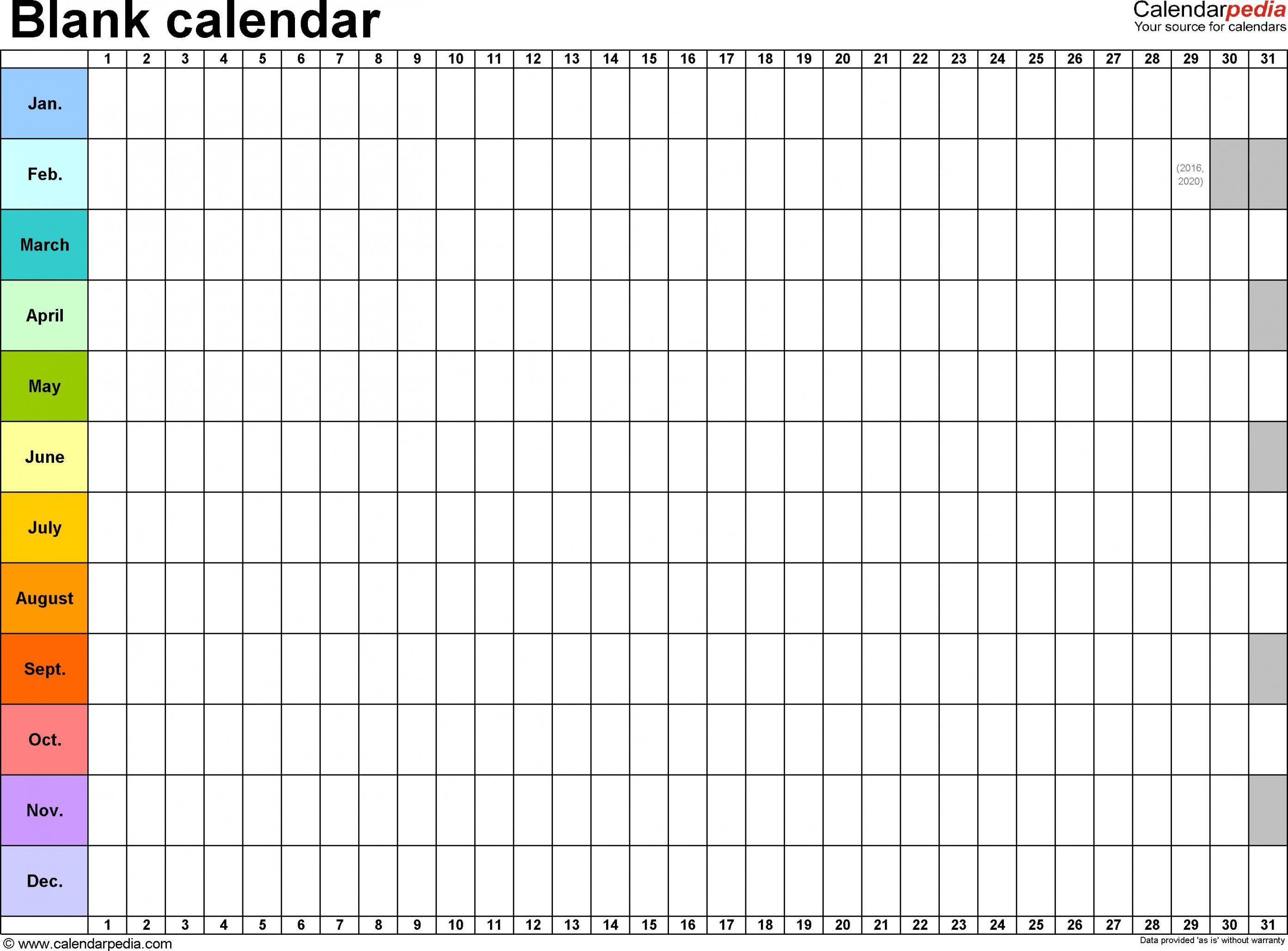 Printable Blank  Day Calendar  Excel calendar template, Free