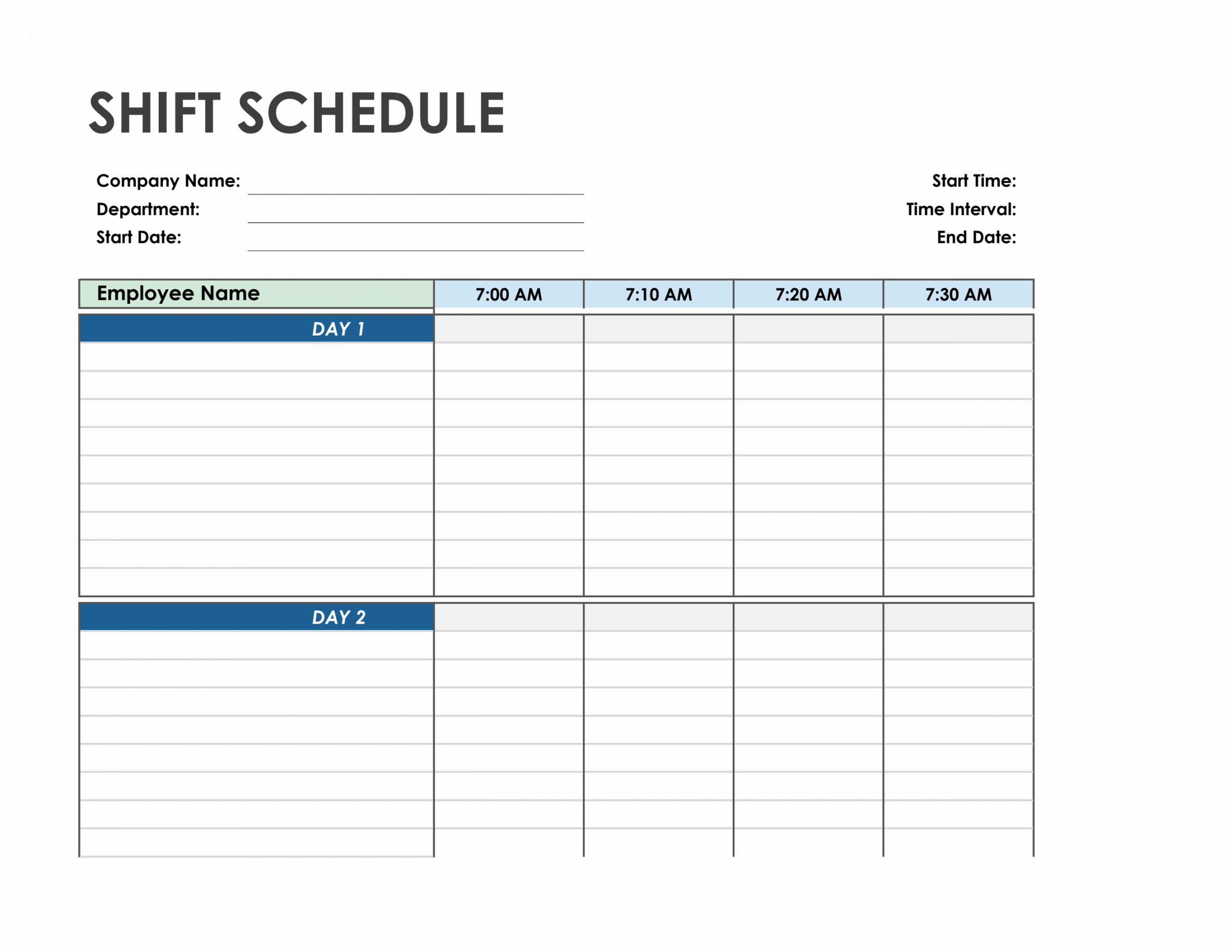 Shift Schedule Template in Excel