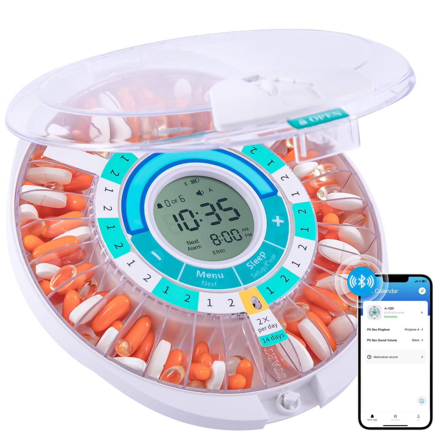 Day Automatic Pill Box with Medication Alarm Reminder