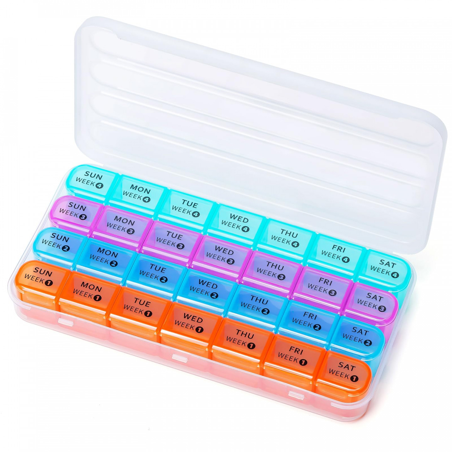Day Monthly Pill Organizer - Weekly Pill Box  Time a Day,  Weeks Large  Pill Case for Traveling, Big Compartment Personal Pill Organizers for