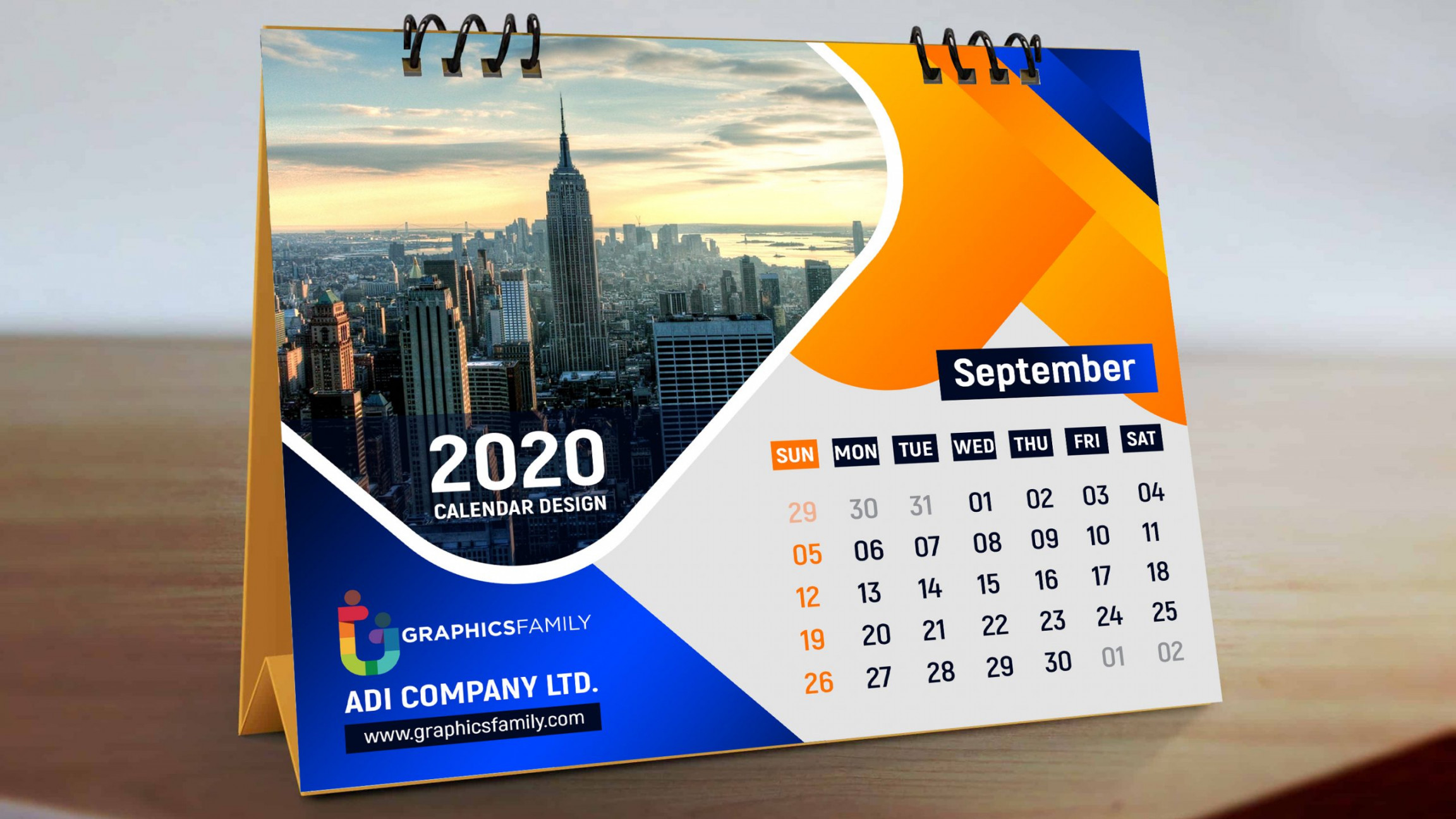 Desk Calendar Free psd Template – GraphicsFamily