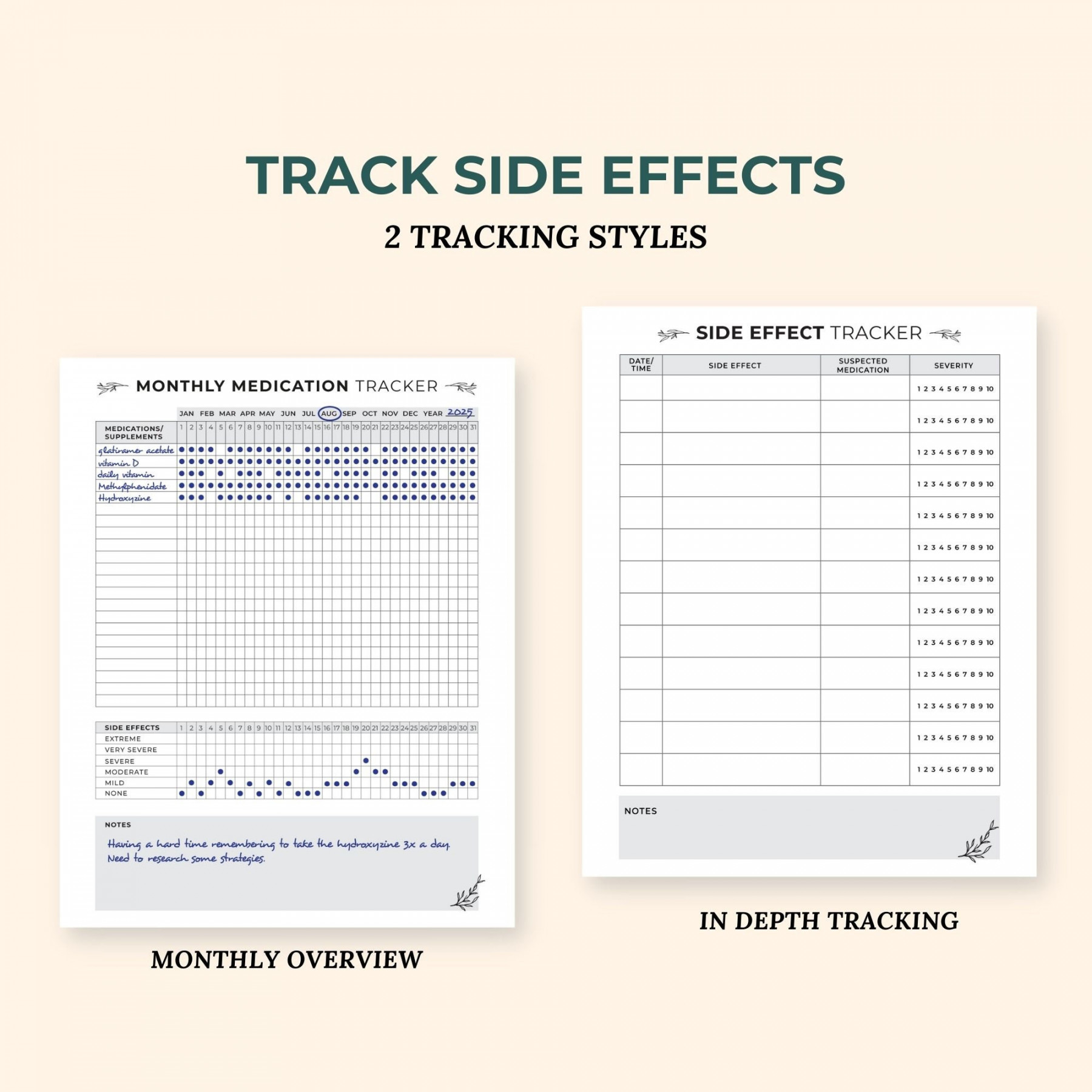 Medication Tracker, Medication Log, Medical Information Binder