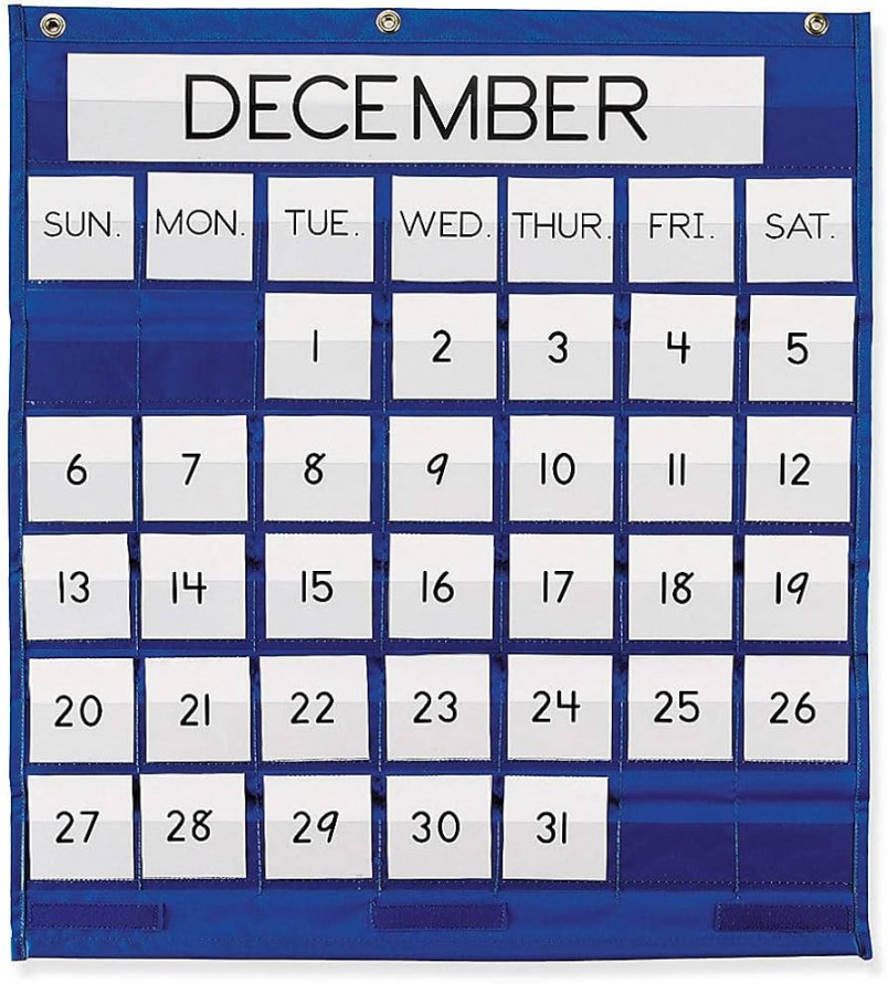 Pacon Pocket Chart, Monthly Calendar, Blue, " x ",  Chart