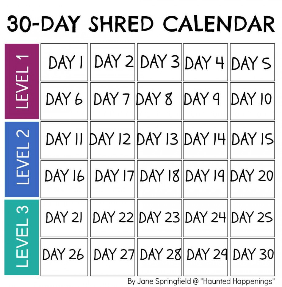 Pin by Jennifer Anton on Exercise   day shred, Schedule