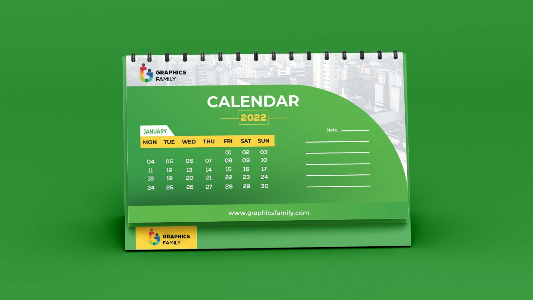 Green Desktop Calendar Template Design – GraphicsFamily