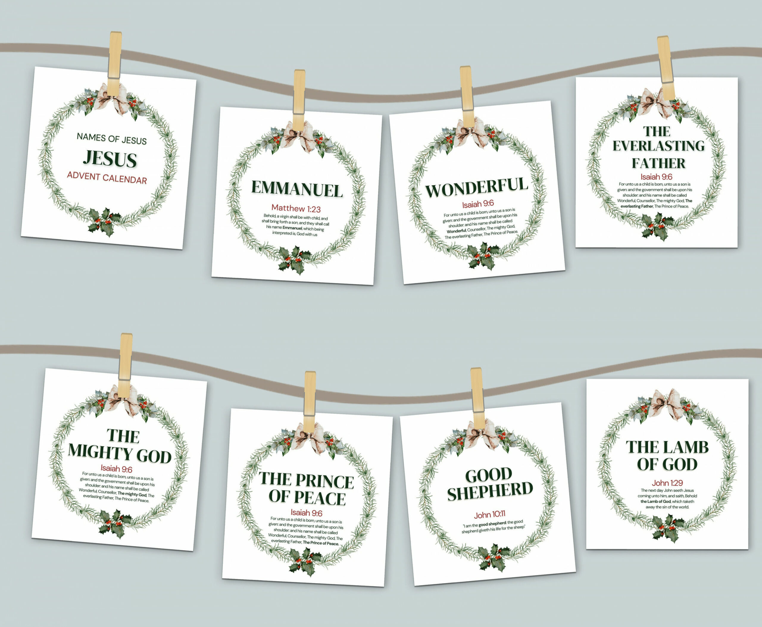 Name of Jesus Advent Calendar, Printable, Christmas Countdown