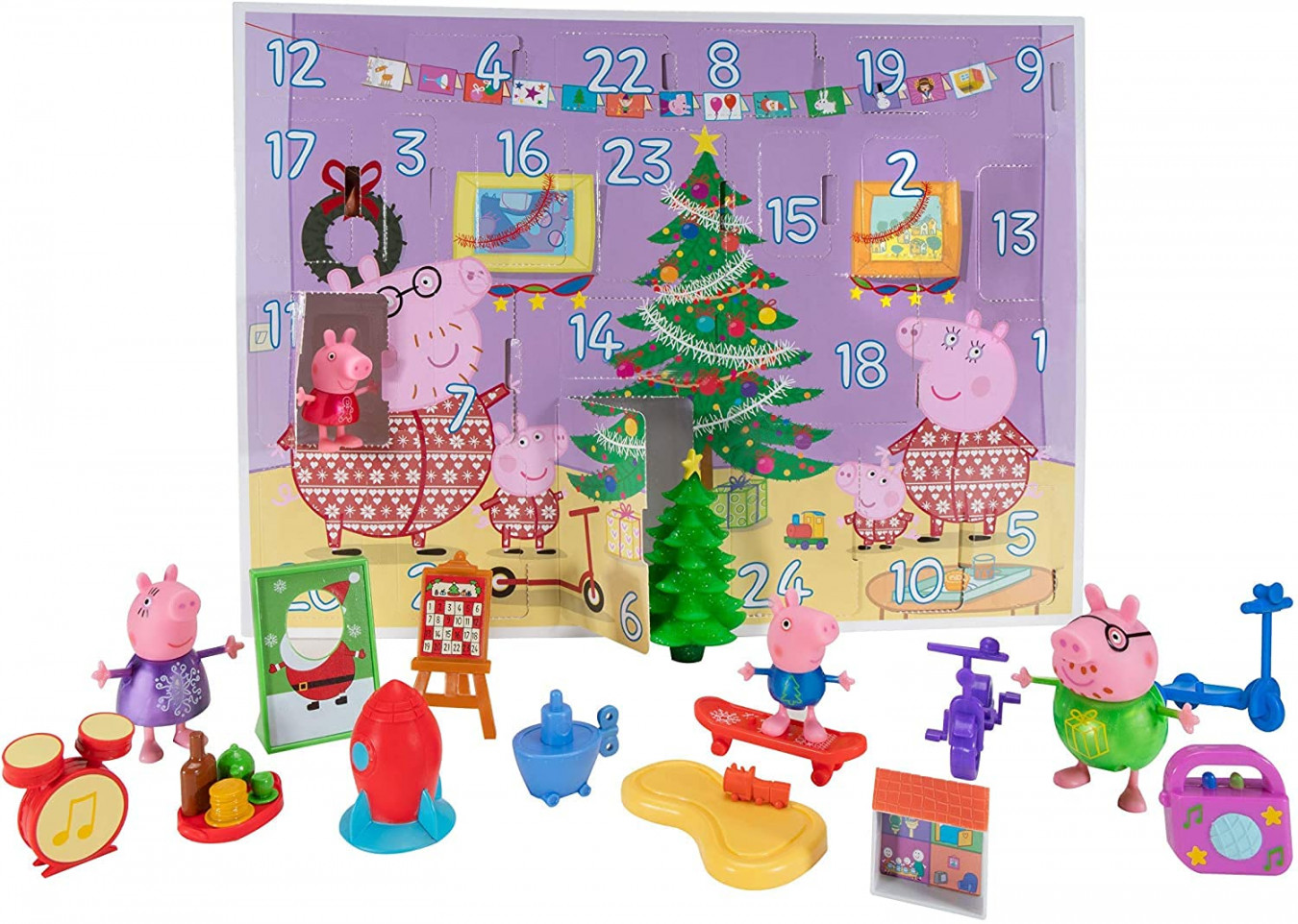 Peppa Pig Holiday Advent Calendar for Kids, -Pieces - Includes Family  Character Figures & Accessories from The World of Peppa Pig - Toy Christmas