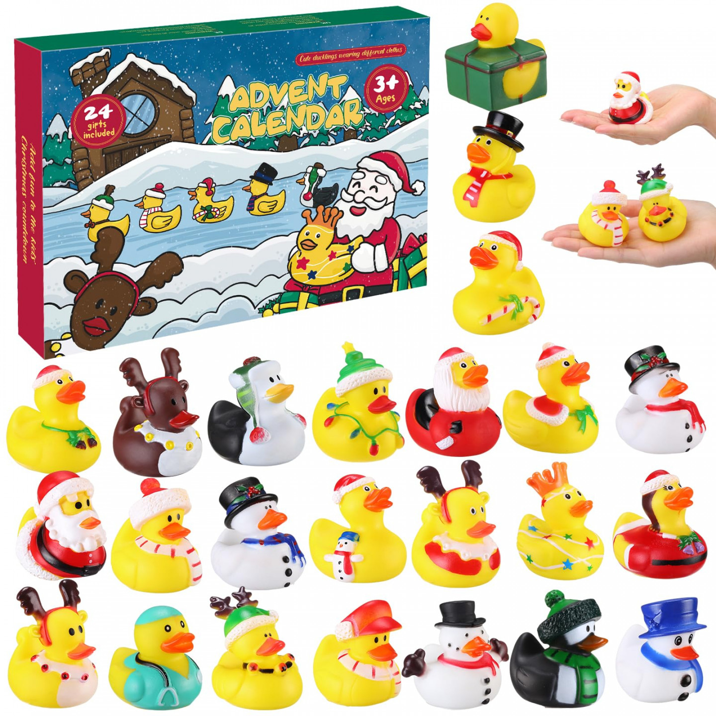 Advent Calendar , Days of Christmas Rubber Duck Set, Fun Toys For  Boys, Girls, Kids And Toddlers, Christmas Party Gifts