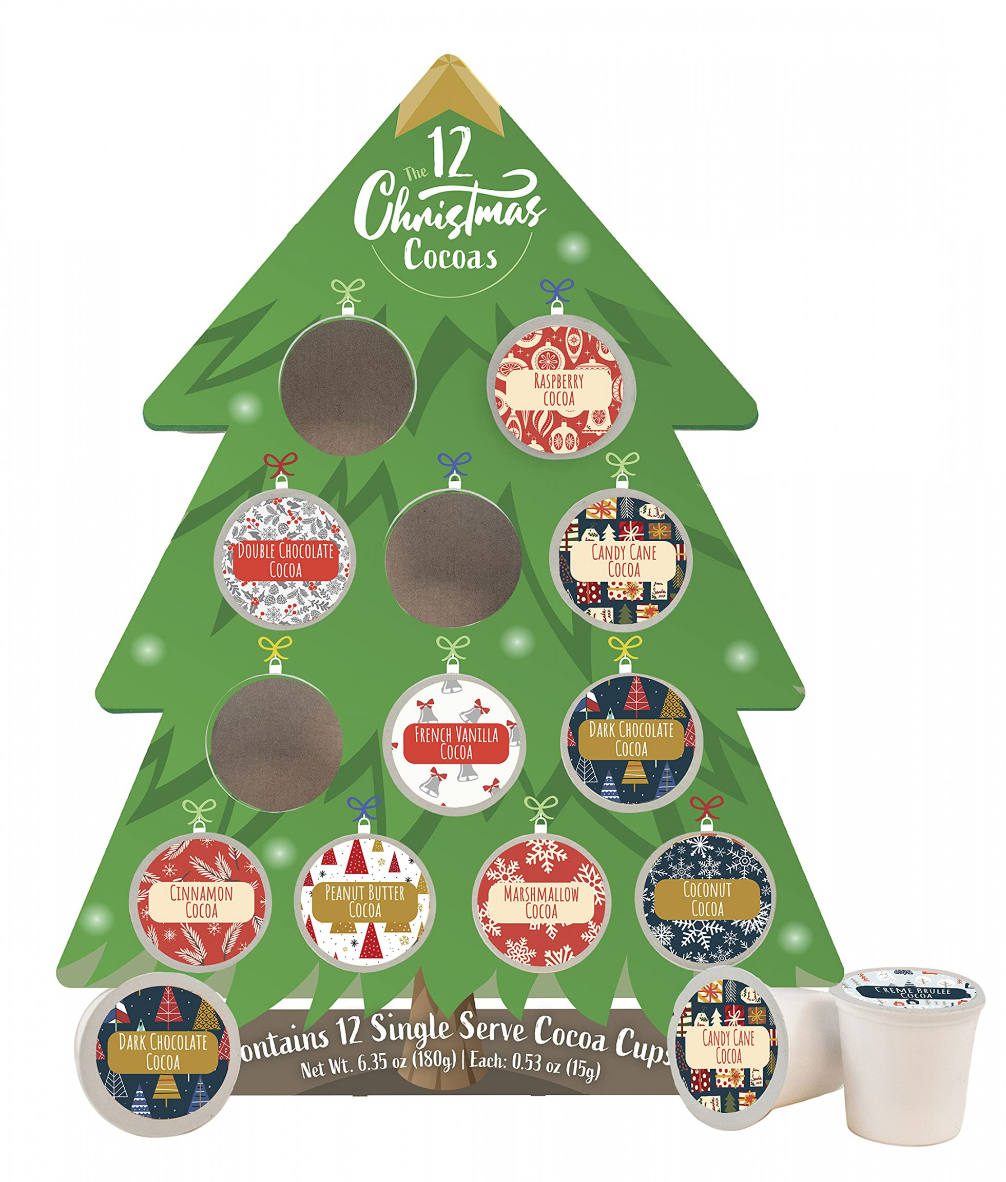 Christmas Cocoa Gift  Single Serve Keurig Compatible K CUPS Hot Chocolate  Pods Advent Calendar For Adults or Kids Assortment- Holiday Cocoa Gift Box