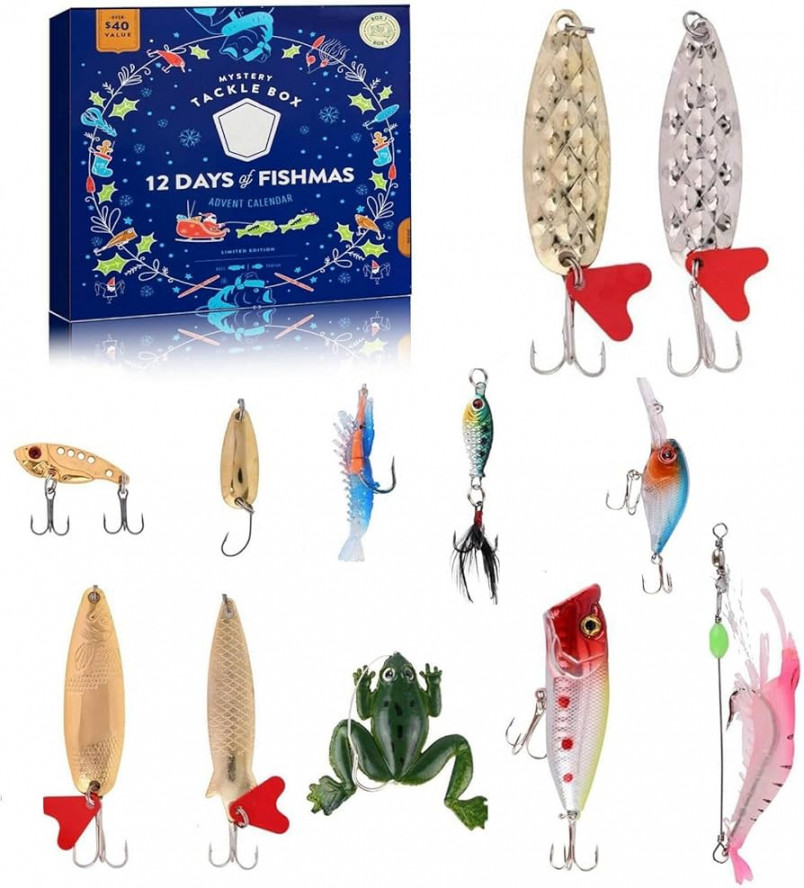 Fishing Advent Calendar , Men Teen Boys Advent Calendar  Fishing  Christmas Countdown  Days Fishing Lures Set for Adult Father Boyfriend