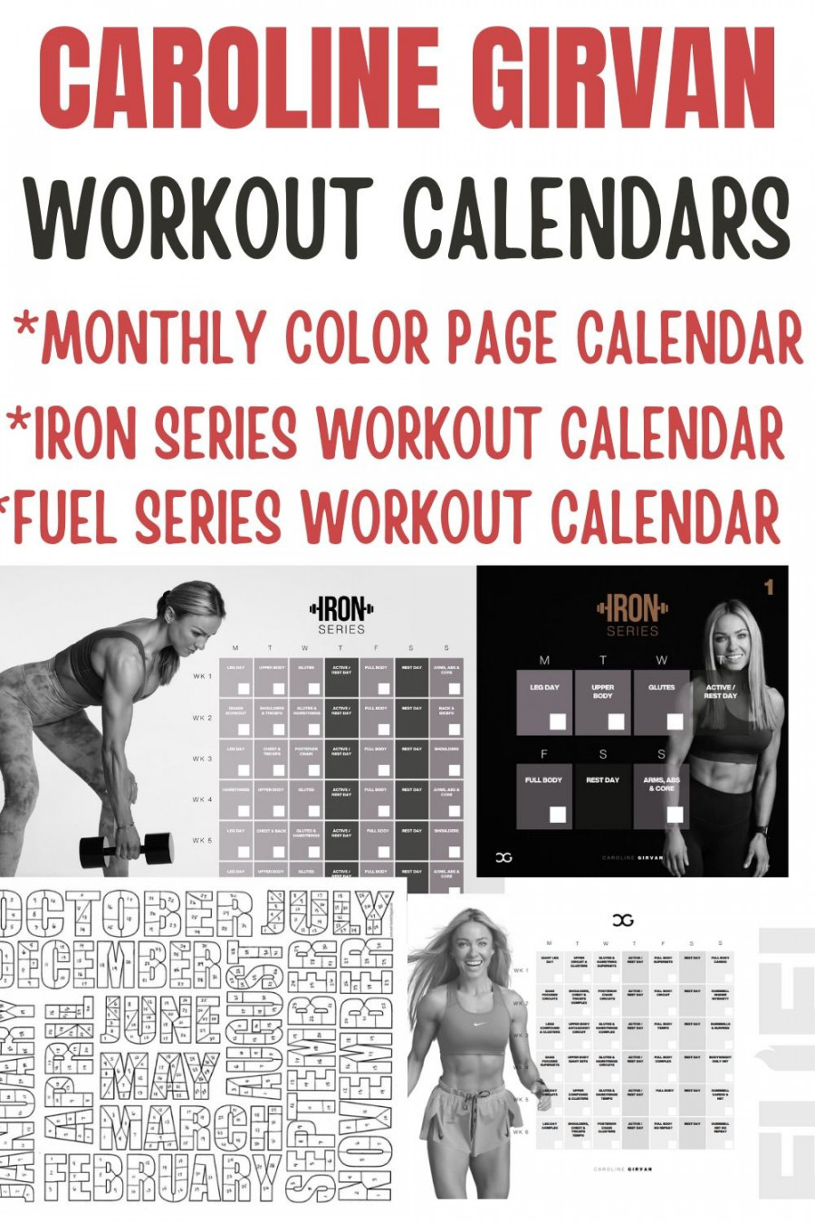 Caroline Girvan Workout Calendars Free Printables