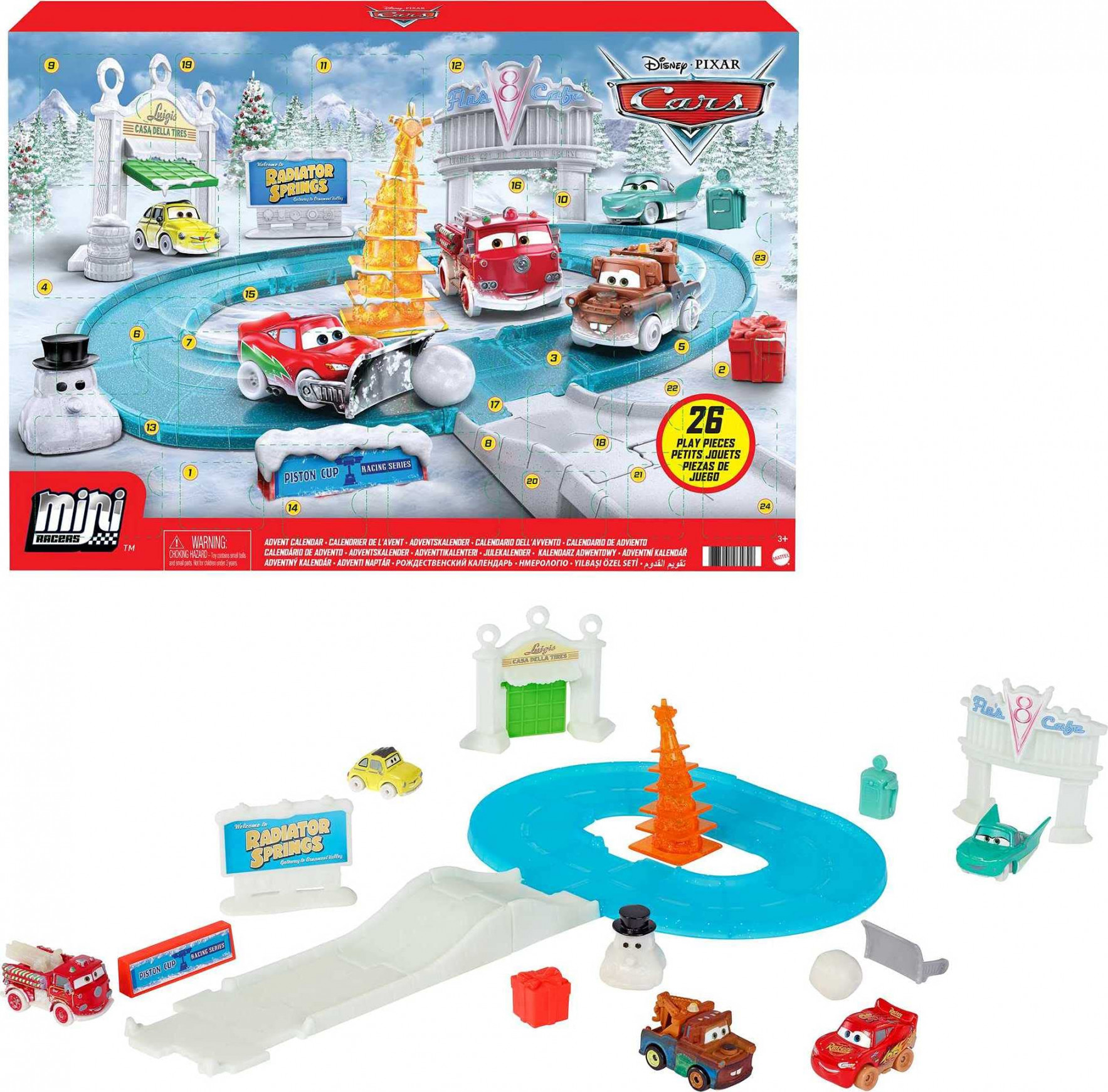 Disney Cars Toys ​Minis Advent Calendar Playset, One a Day Storytelling  Racecar Accessories & Surprises, for Kids Age  Years and Older