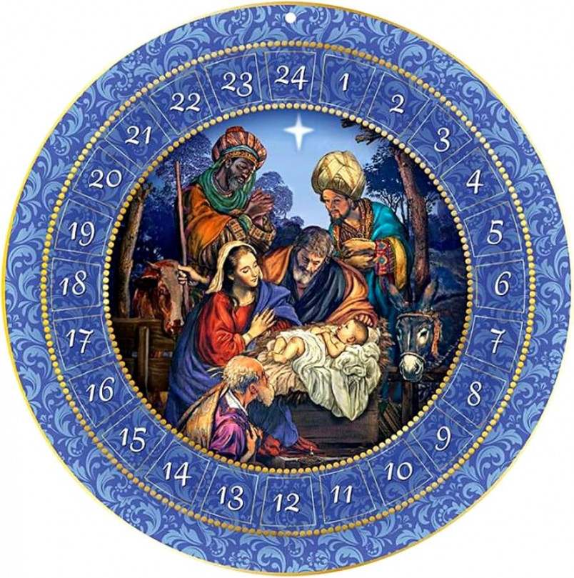 Round Hanging Religious Catholic Advent Calendar , For We Have Seen His  Star Nativity Scene Colorful Countdown to Christmas Activity, Daily Bible