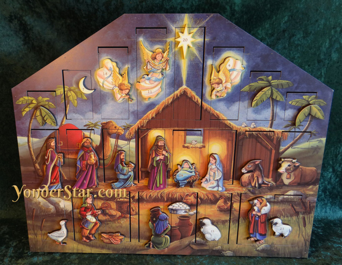 Heirloom Wooden Advent Calendar Nativity Scene