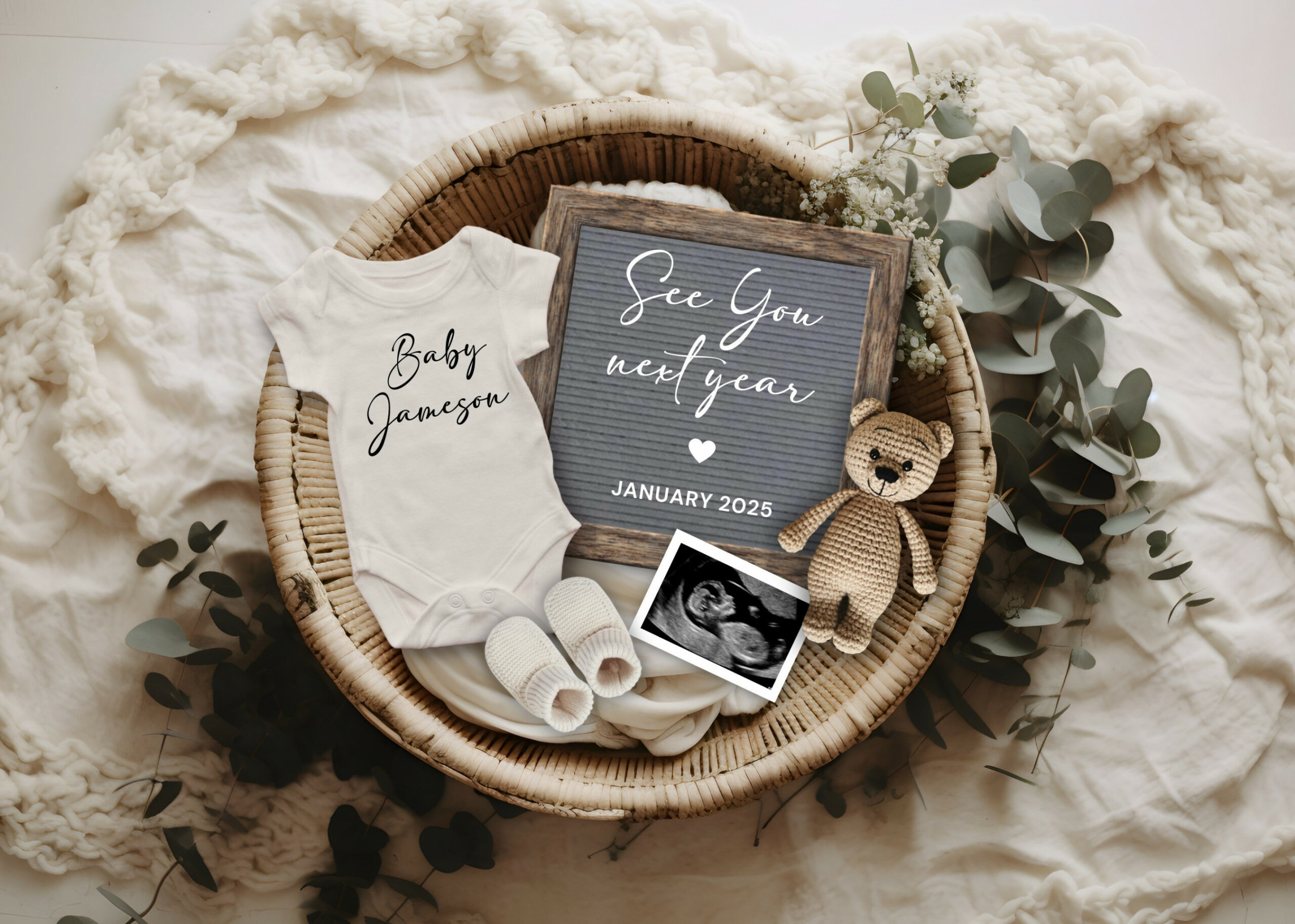 New Year Baby Announcement, New Year Digital Pregnancy Reveal