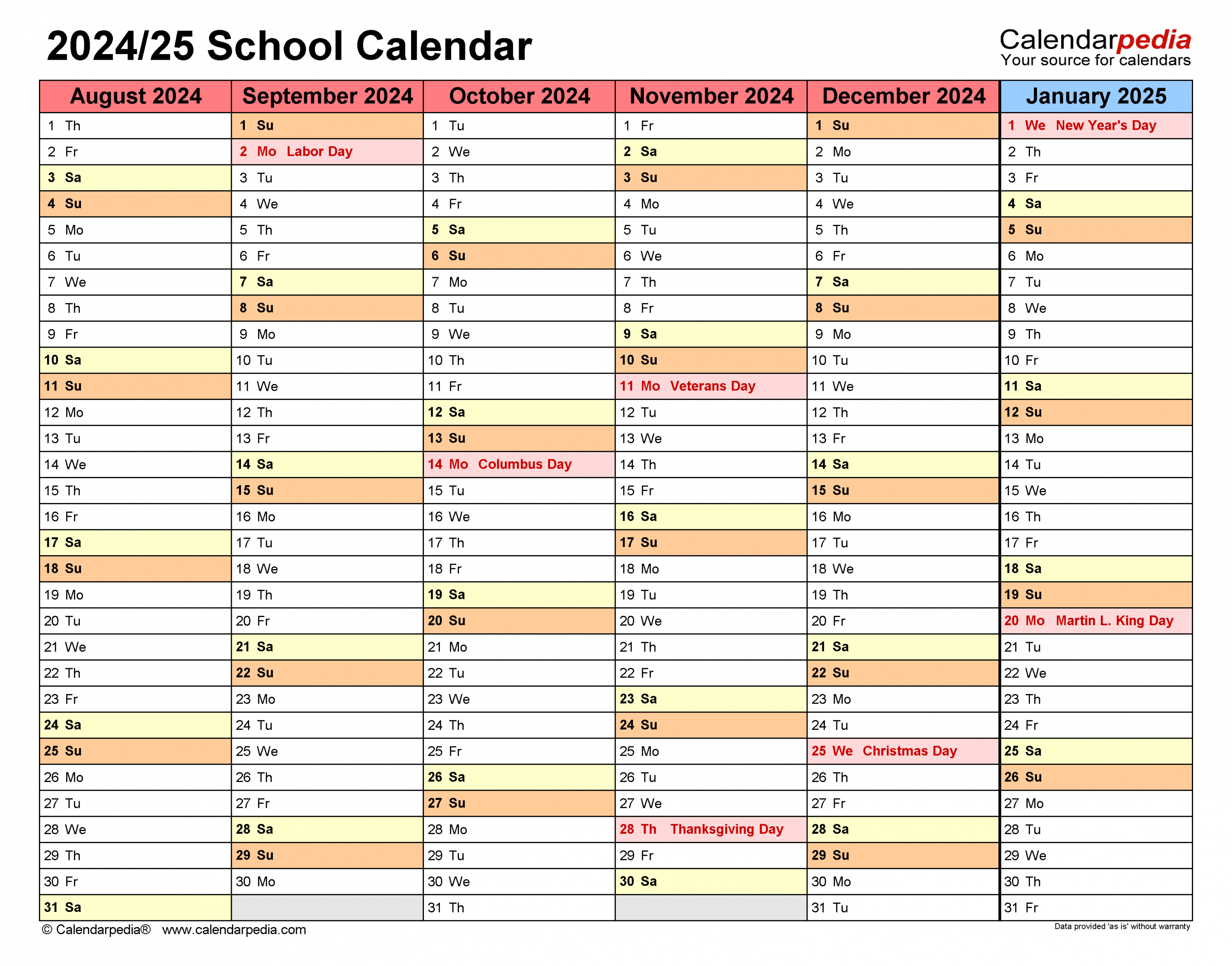 School Calendars / - Free Printable PDF templates