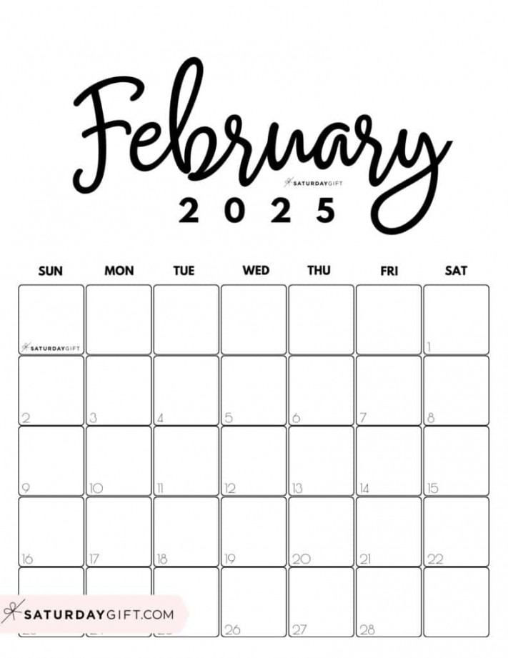 February  Calendar -  Cute & FREE Printables  SaturdayGift