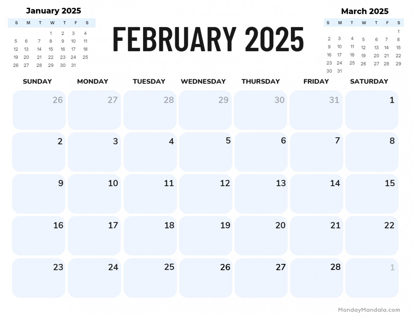 February  Calendar ( Free PDF Printables) – mondaymandala