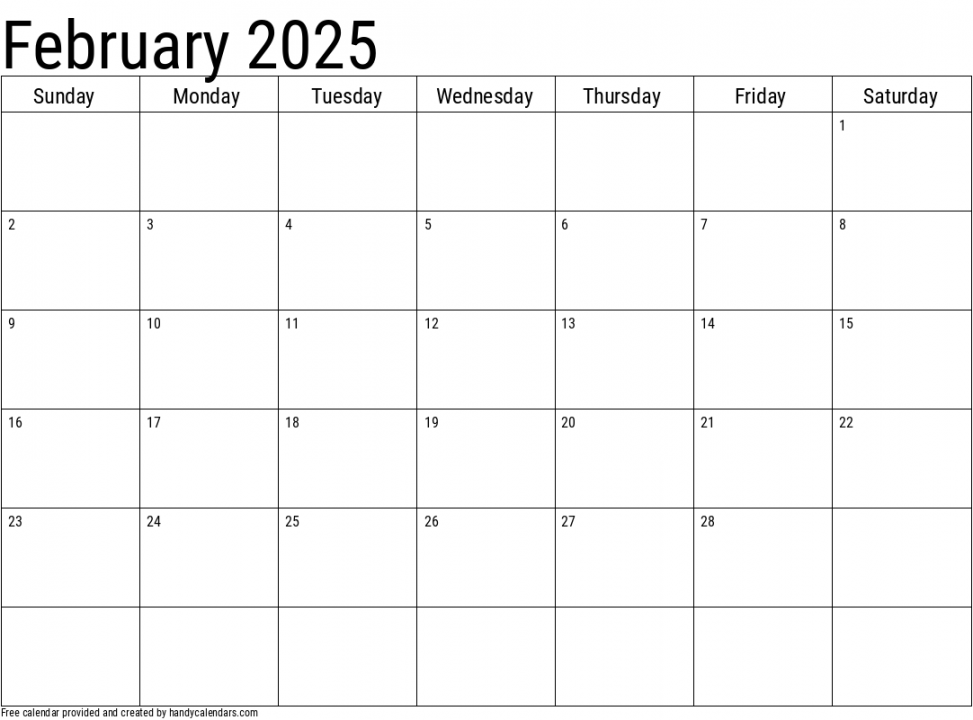 February  Calendar - Handy Calendars