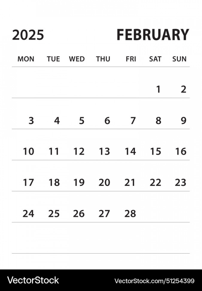 February -calendar  template Royalty Free Vector