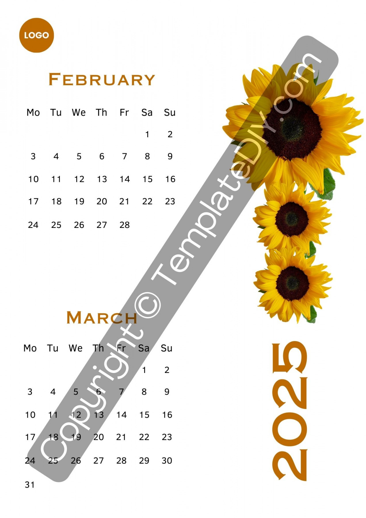 February March  Calendar Printable in PDF, Word, Excel