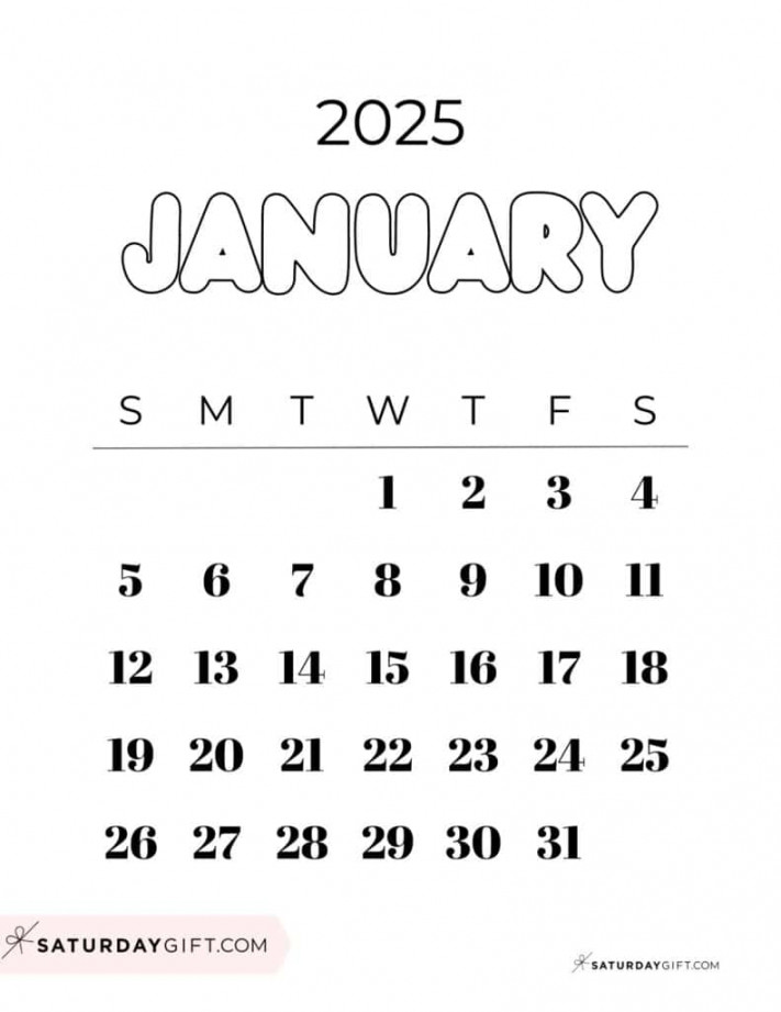 January  Calendar -  Cute & FREE Printables  SaturdayGift