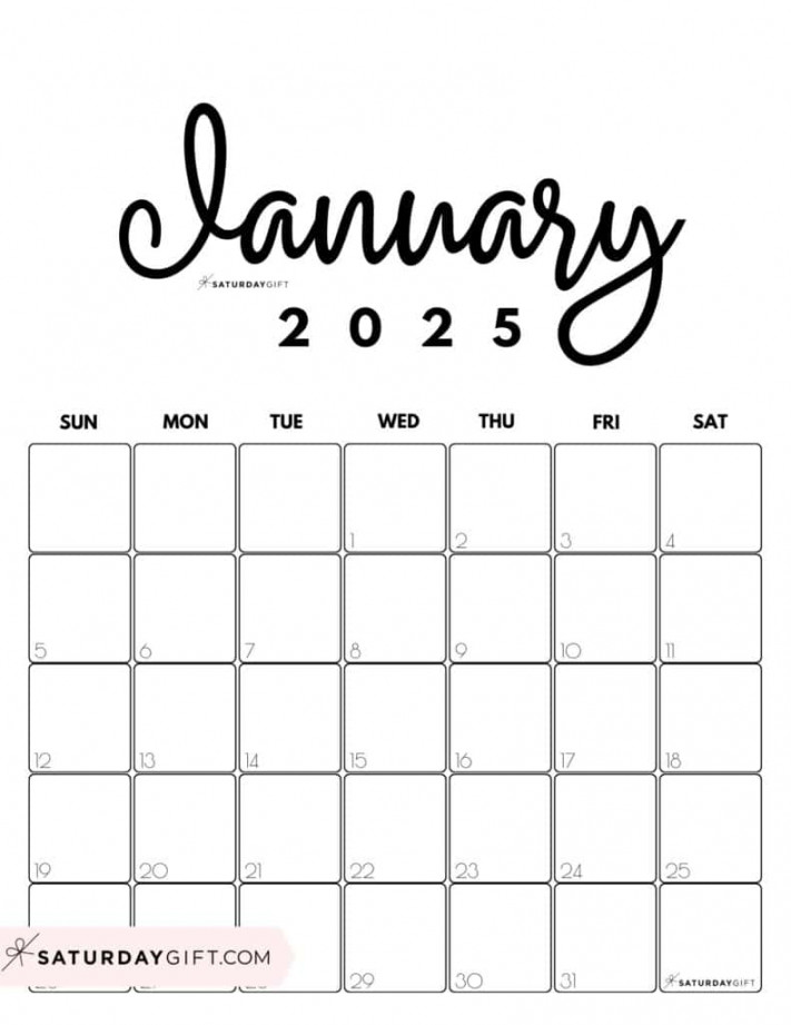 January  Calendar -  Cute & FREE Printables  SaturdayGift