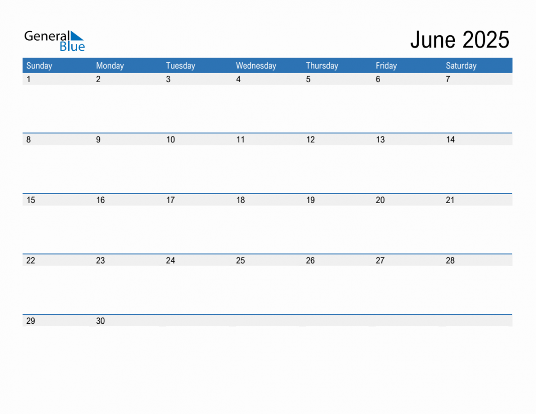 June  Monthly Calendar (PDF, Word, Excel)