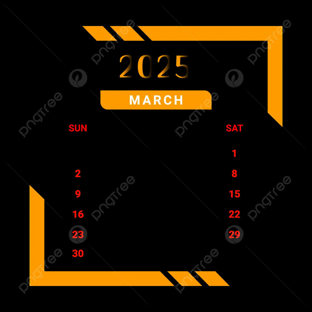 March Month Calendar With Yellow And Black Unique Style