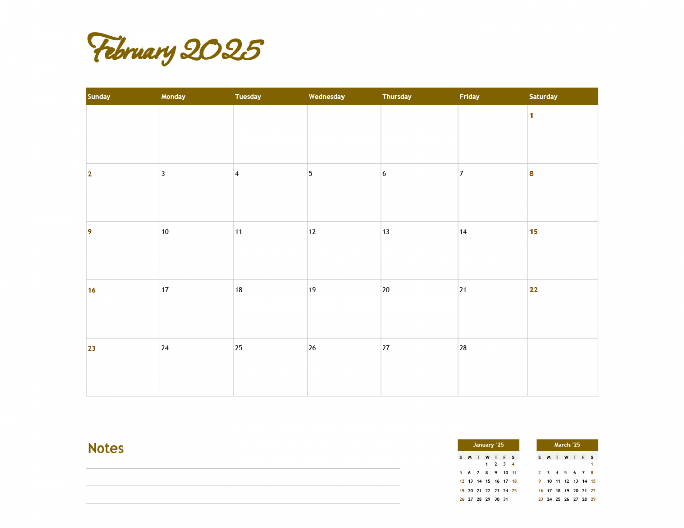 Calendar Template - Excel  Google Sheets - Highfile