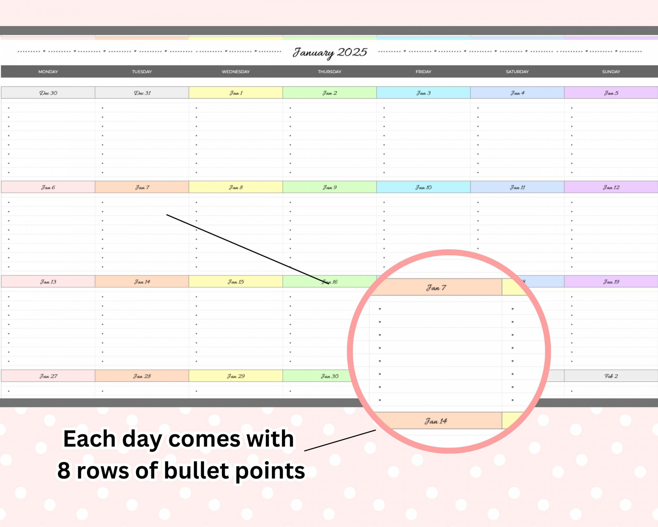 Digital Calendar Spreadsheet Google Sheets Planner Template