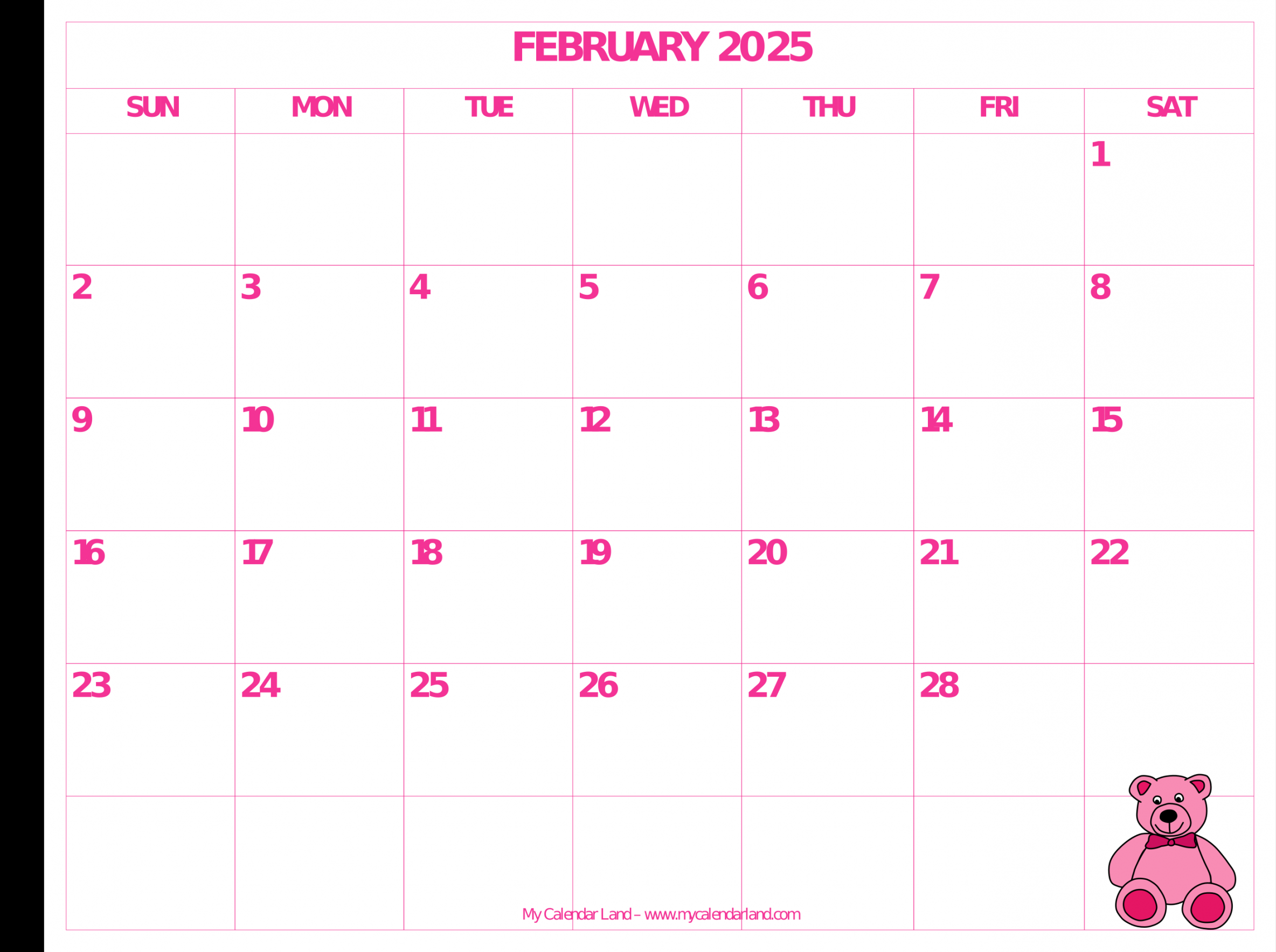 February  Calendar – My Calendar Land