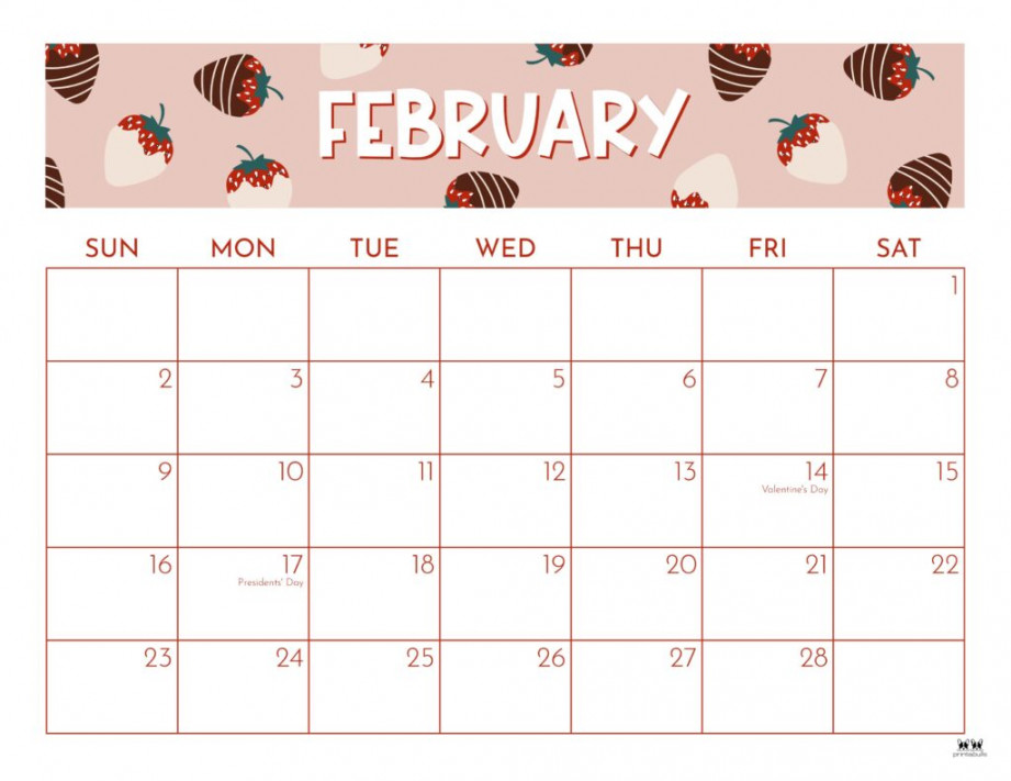 February  Calendars -  FREE Printables  Printabulls