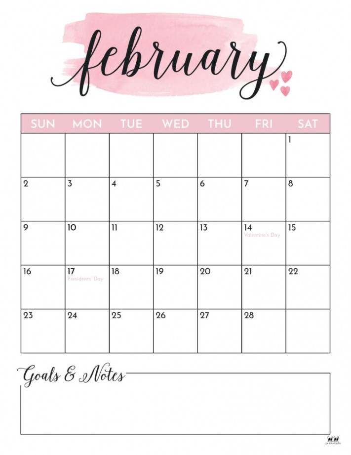 February  Calendars -  FREE Printables  Printabulls