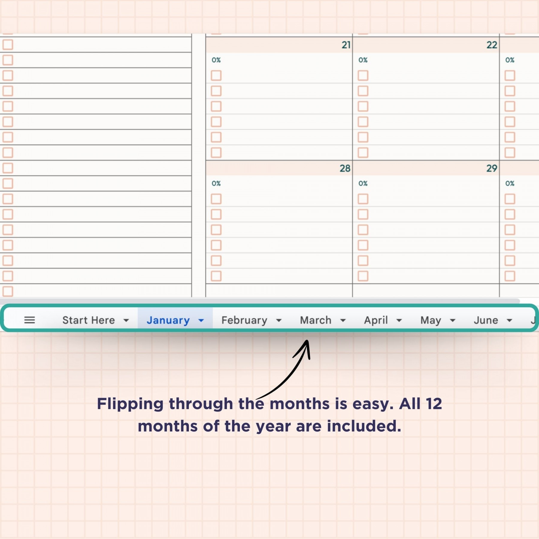 Google Sheets Monthly Calendar Template / – Clementine