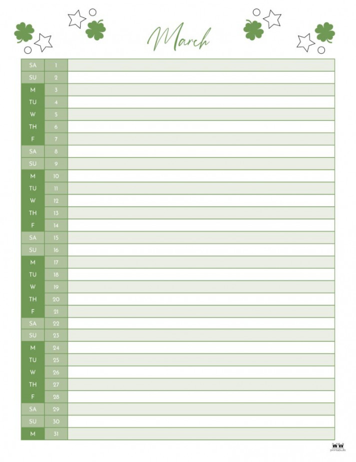 March  Calendars -  FREE Printables  Printabulls