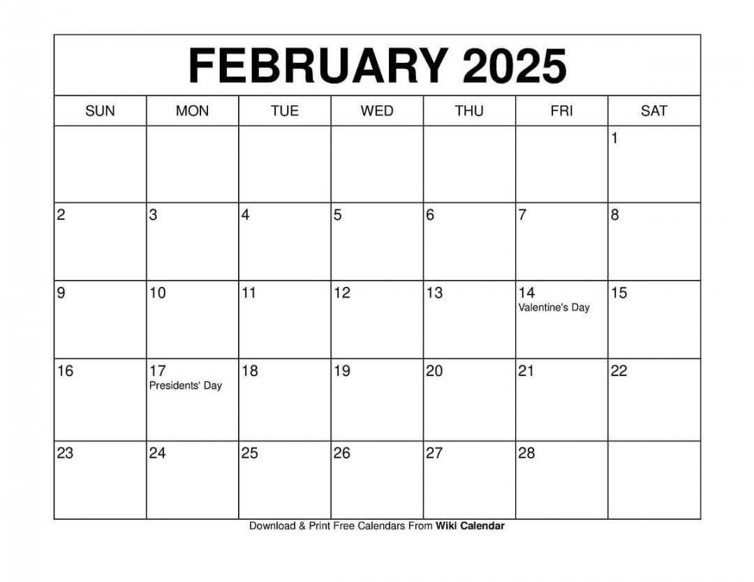 Printable February  Calendar Templates with Holidays