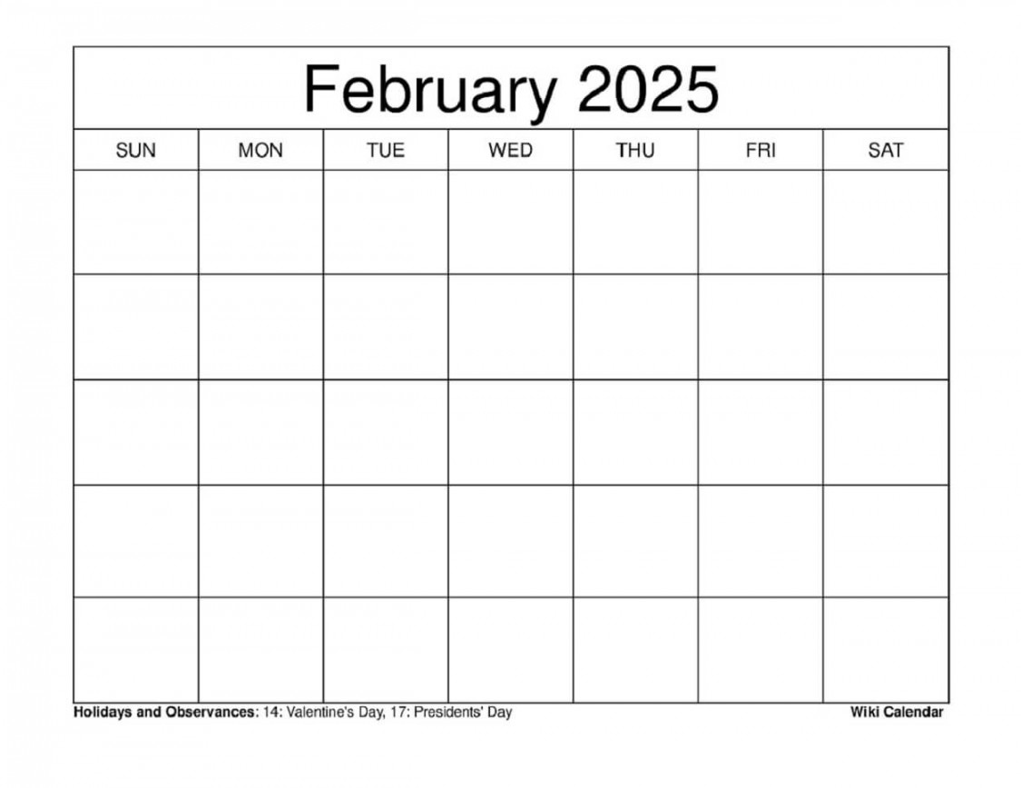 Printable February  Calendar Templates with Holidays