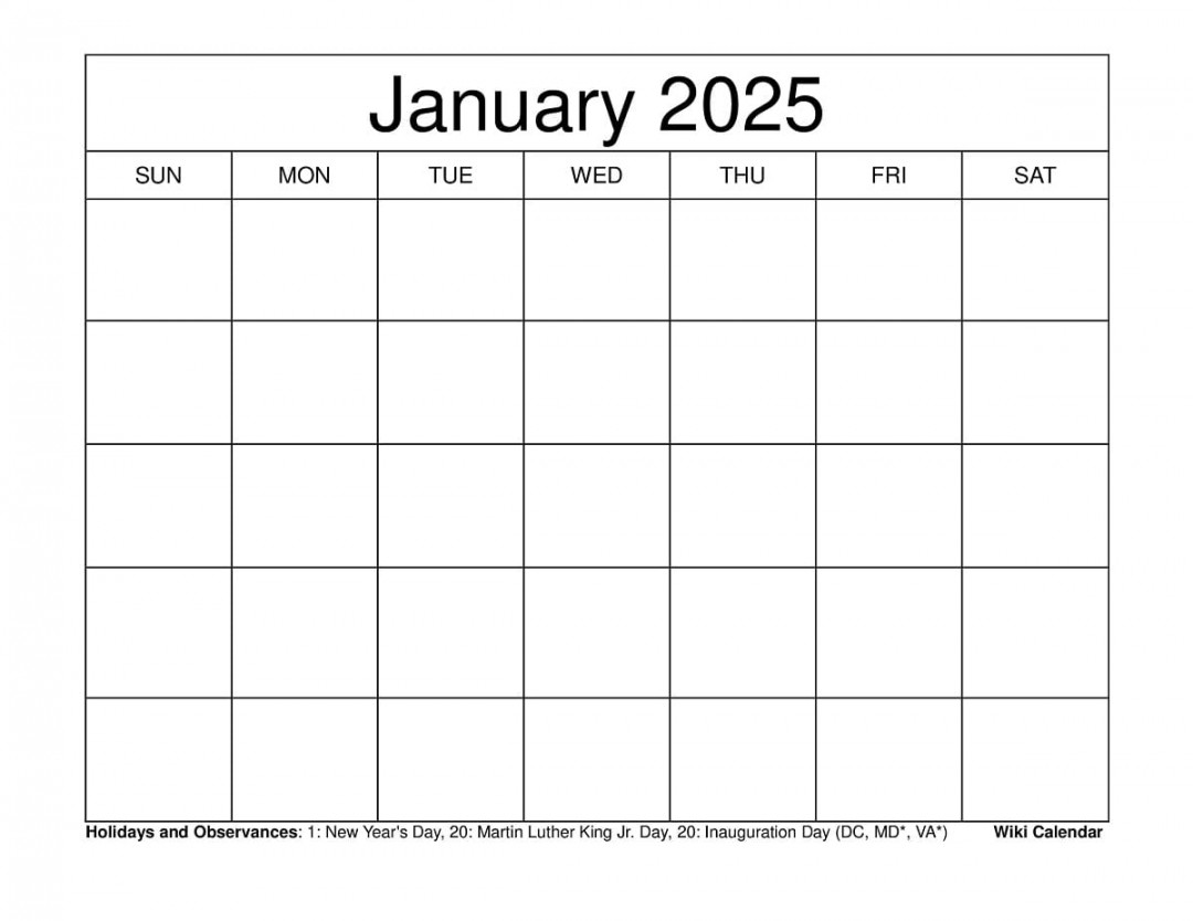 Printable January  Calendar Templates with Holidays