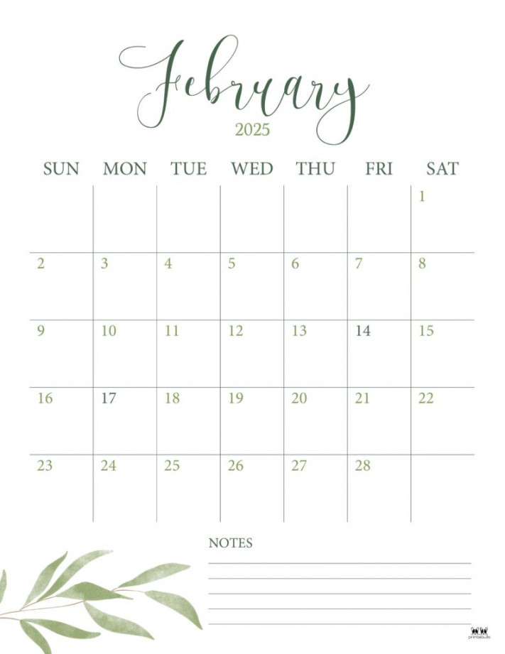 February  Calendars -  FREE Printables  Printabulls