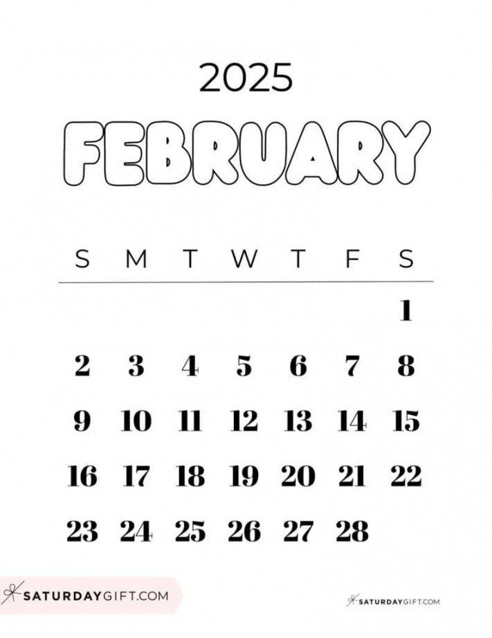 February  Calendar -  Cute & FREE Printables  SaturdayGift