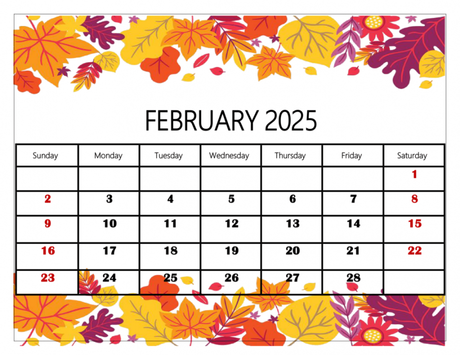 February  Calendar Printable PDF Template with Holidays