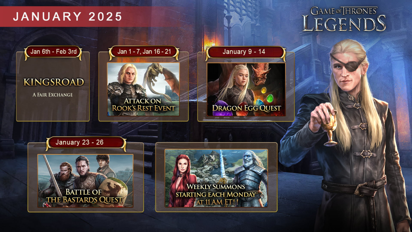 January  Event Calendar  Zynga Game of Thrones Official Site